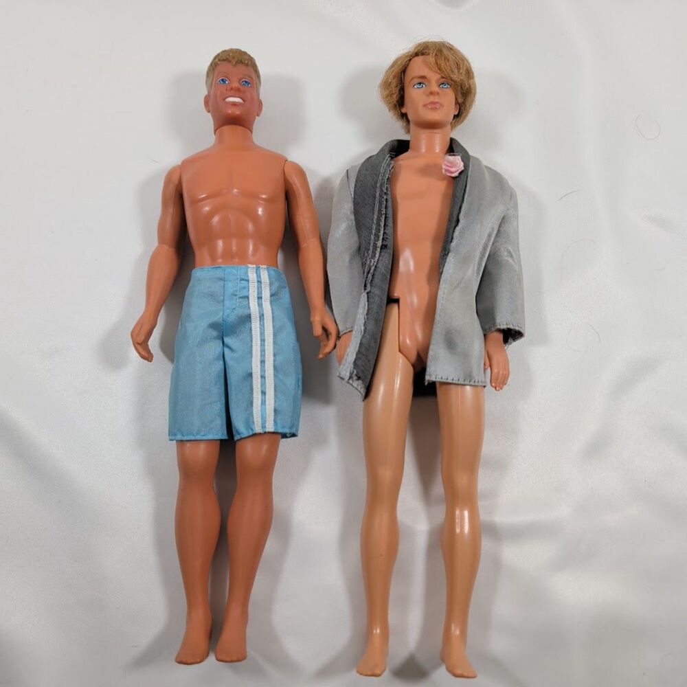 Vintage Ken Doll Lot of 2 Blonde Mattel Male Fashion Dolls Clothes TLC